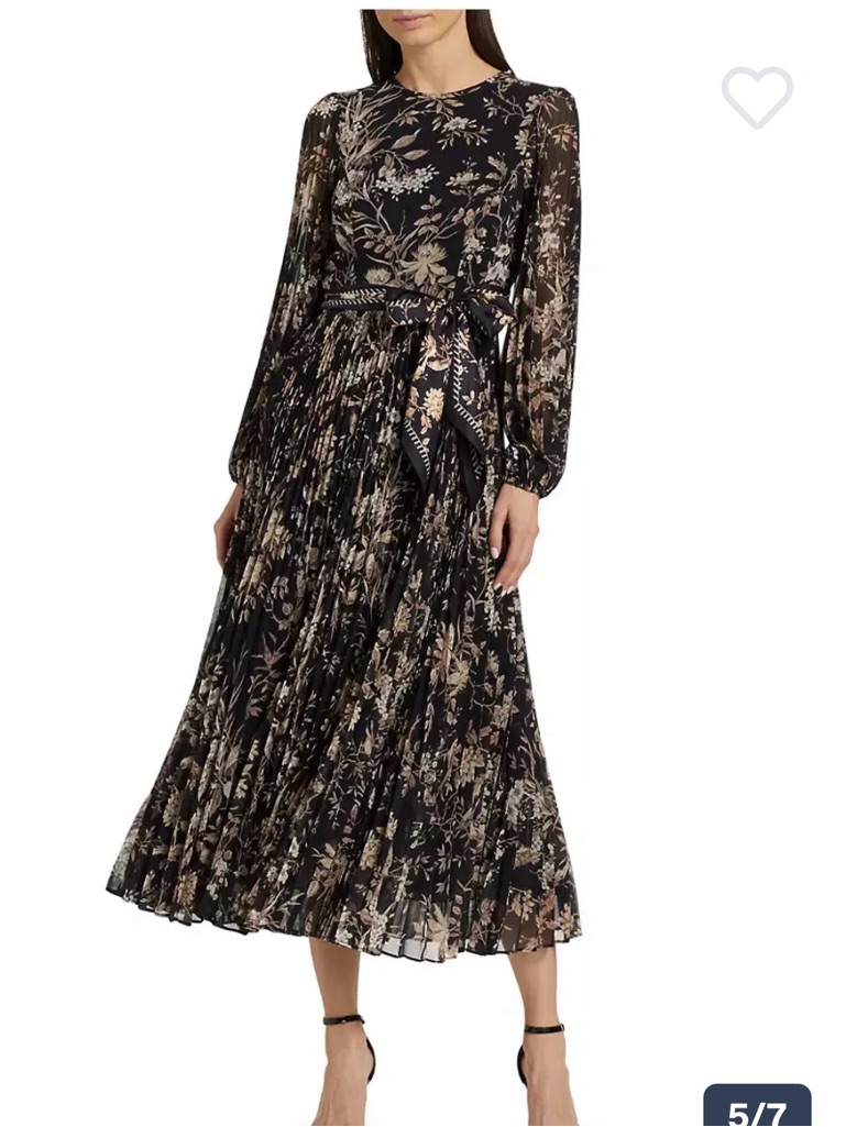Zimmermann Sunray Pleated Long Sleeve Floral Dress